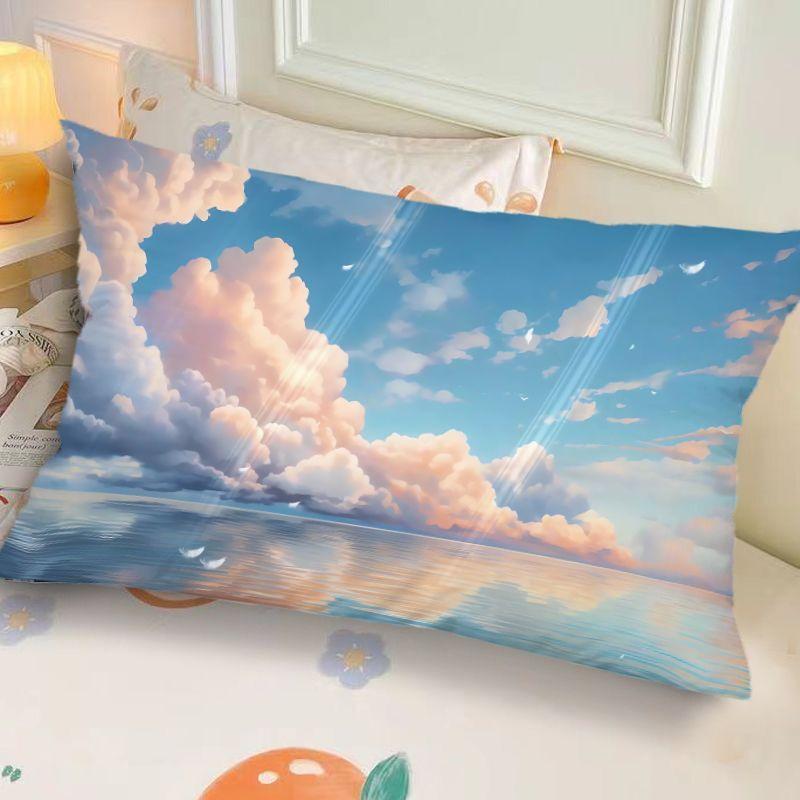Ins-Style Ink Landscape Dormitory Pillow,Bedside Bedroom Pillow Gift,Nap Creative Living Room Sofa Cushion