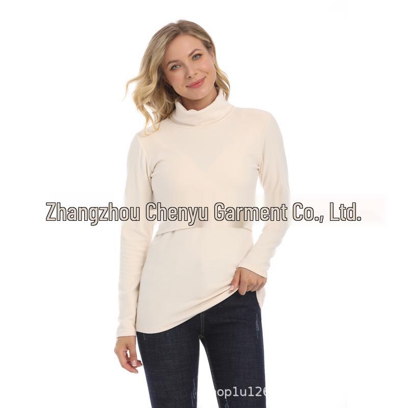 2025 Winter Maternity High-Neck Warm Base Layer Top - Trendy, Elastic & Nursing-Friendly
