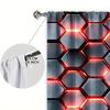 2pcs Abstract Red Hexagonal Texture Printed Curtain for Home Decor - Rod Pocket Window Treatment for Bedroom, Office, Kitchen