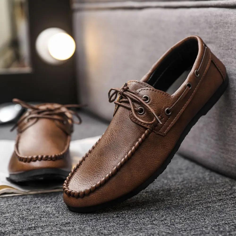 Flat Leather Shoes For Men Business Dress Man Casual Shoe Formal Size 45 Footwear Offer Common Cheap Clearance Korean Style Pu