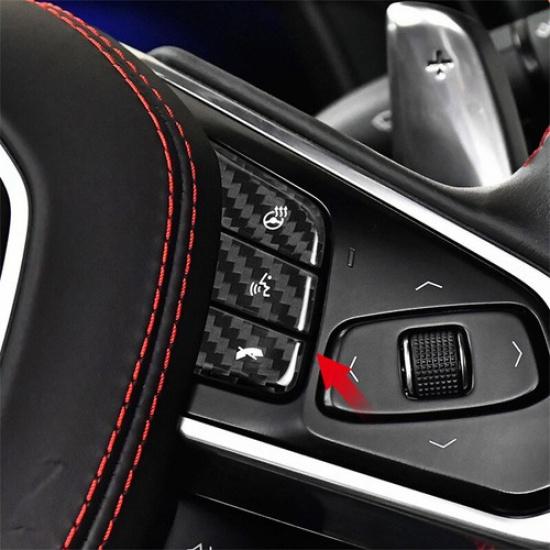 Real Hard Carbon Fiber Steering Wheel Button Stick Cover For Corvette C8 -24