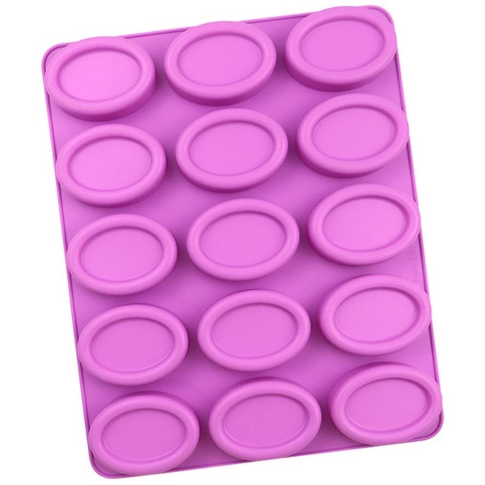 New Soft Silicone Oval Soap Molds 15 Cavity Soft Candle Mould Handmade Easy Release Cake Baking Tray for Pudding Chocolate