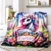 Pink Unicorn Customize Your Name Blanket Warm Comfortable Soft Blanket For Chair Office Sofa Bed Sofa Office Camping Suitable For Gifting Relatives