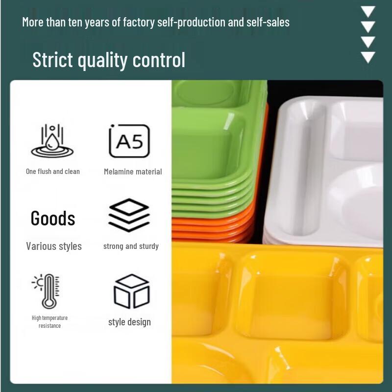 Rotes Verdicktes Melamin 6-Fächer-Tablett - 4-teiliges Set