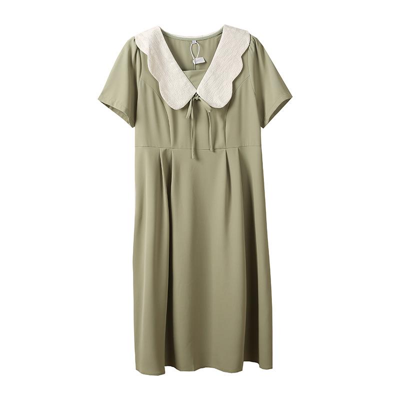 Large size fat mm French doll collar age-reducing a-word skirt summer new waist drape dress 230293