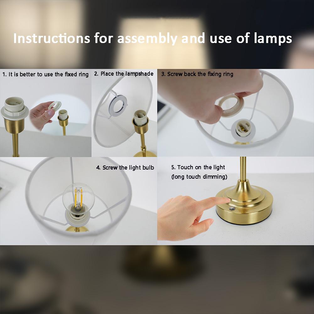 Fabric Desk Lamp Rechargeable Touch Table Light for Restaurant Hotel Room Bedside Decor Lighing