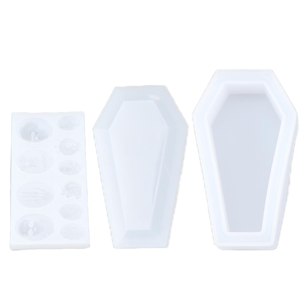 3Pcs Halloween Silicone Mold Skeleton Coffin Shape Wide Application Resilient Halloween Fondant Molds