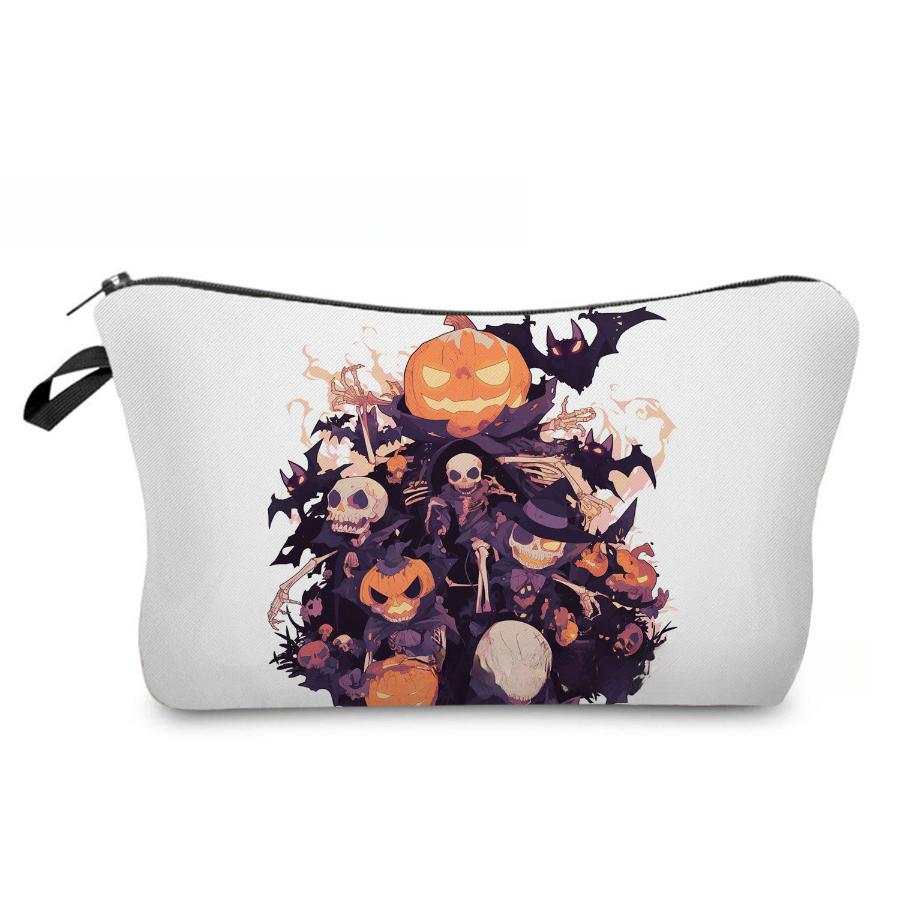 Women Skeleton Print Cosmetic Bag Toiletries Organize Travel Storage Case 6963 KTB