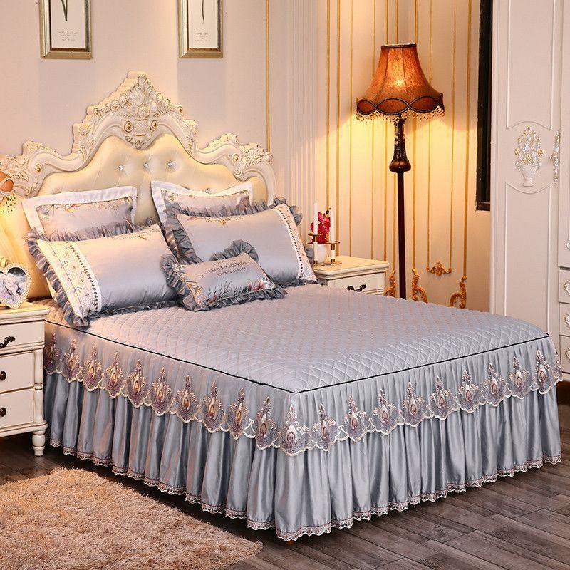 Kesha European Bedspread Cover Single-piece Bed Skirt Three-piece Set Padded Thickened Simmons Protective Cover 1.5m 1.8m Dream Field