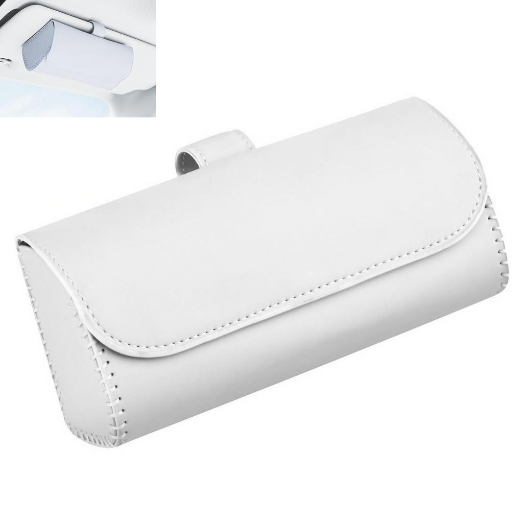 DIZLAS Car Glasses Sunglasses Eyeglasses Car Sun Visor Easy Magnetic Holder, Holder, Case, Universal, Storage, Installation, (White)