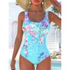 Summer Sexy Splashed Ink Printed One-piece Swimsuit Slim Fit and Slimming, Deep U-back Design, Beach Pool Vacation Eye-catching Fashion Swimsuit