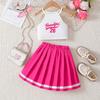 Modisches Outfit für Mädchen - Sommer Kinder Camisole Top und Rosa Faltenrock Set