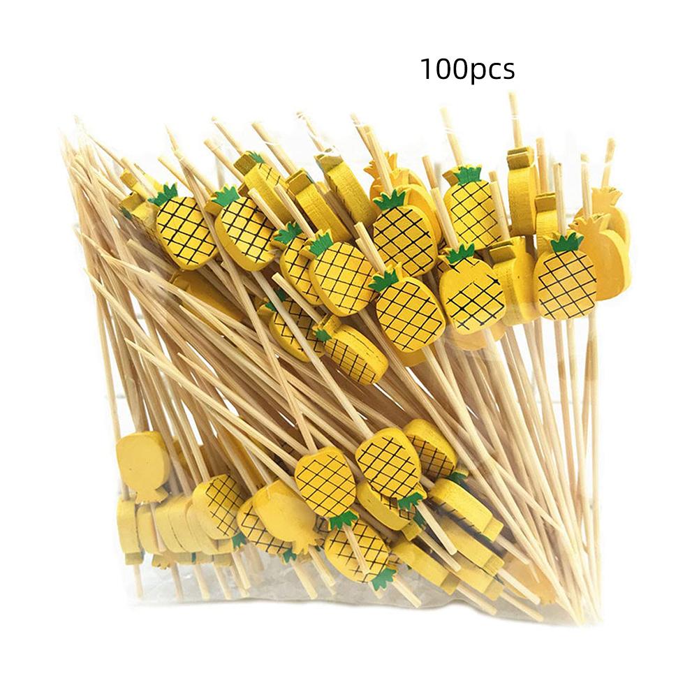 100 Pieces/Pack Cute Cactus Fruit Sticks Art Dessert Sticks Dessert Forks Convenient Fruit Bamboo Skewers Cocktail Decoration