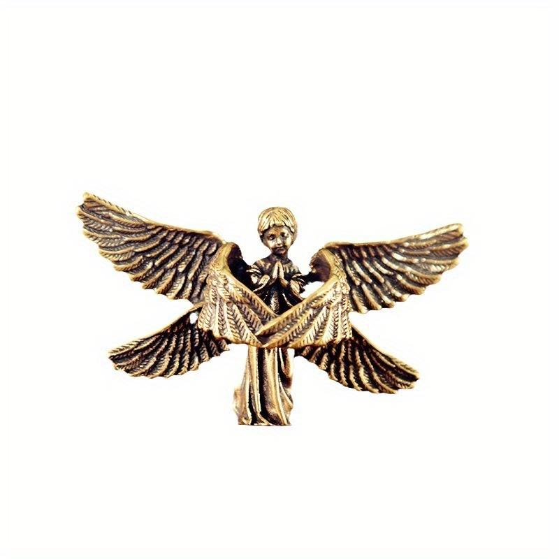 Copper Six Winged Angel God Love Cupid Statue Small Ornaments Brass Angel Figurines Desktop Decorations Home Decors Accessories