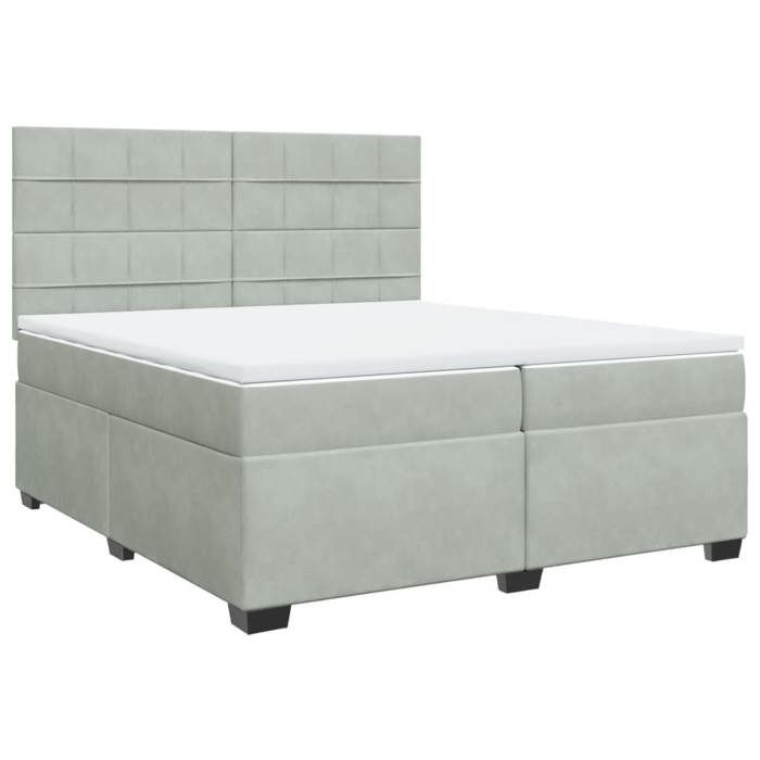 VidaXL Sommier à lattes de lit et matelas Gris clair 200x200cm Velours, lit, lit à plate-forme, lit à panneaux, meuble de 3293302