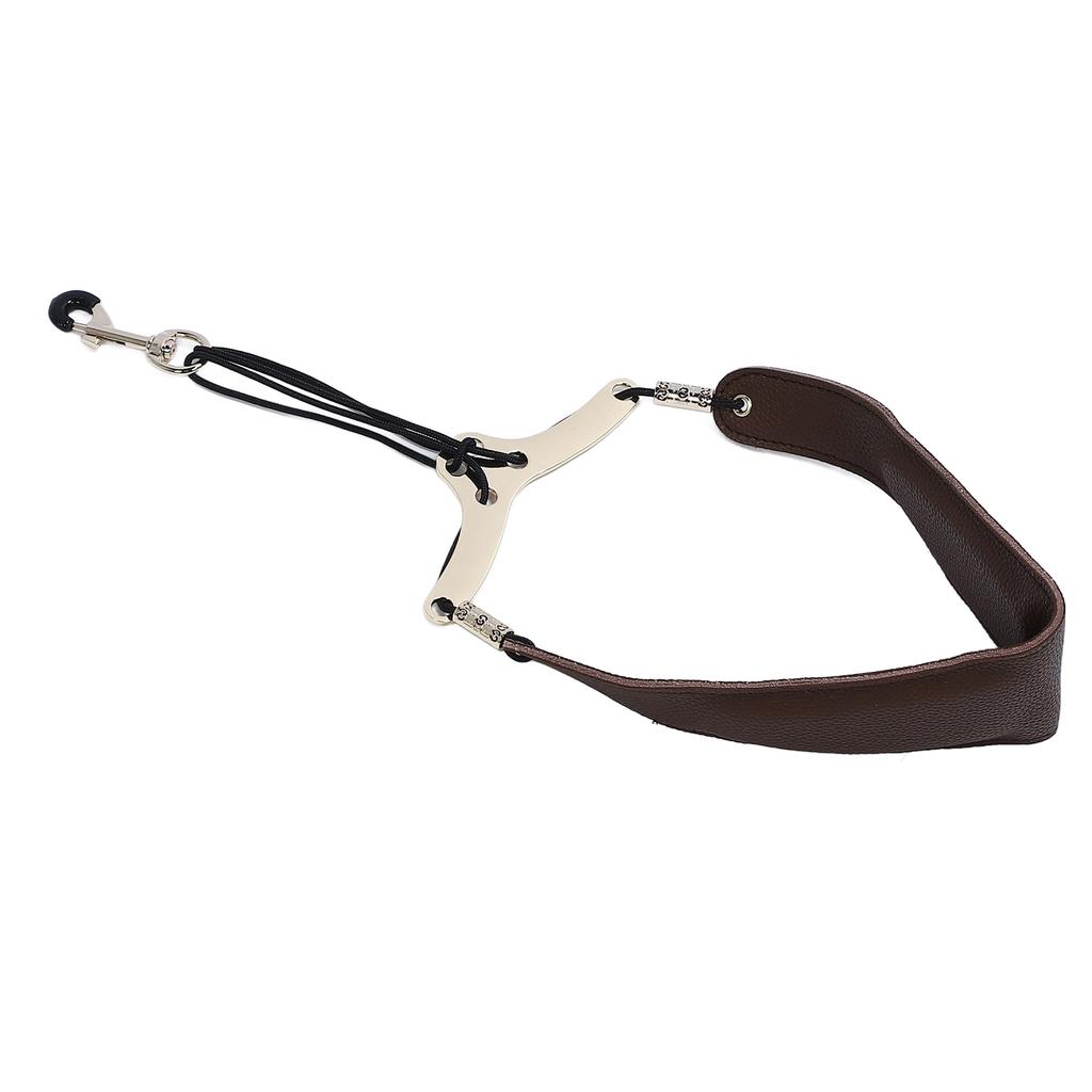Saxophone Neck Strap for Alto Tenor Sax Breathable Adjustable Instrument Accessories with Metal Hook Brown