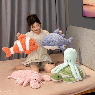 Creative Marine Animal Doll Children Plush Doll Cute Clown Fish Shark Dolphin Octopus Turtle Gift Women