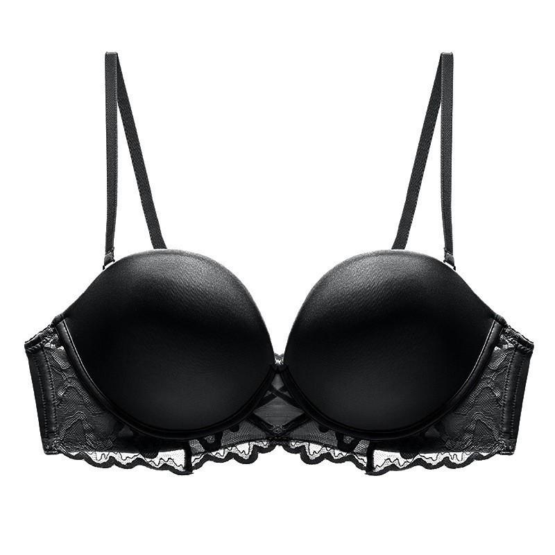 Elegant Lace Underwire Bra Set for Women - Seamless, Beautiful Back Design, Small Bust Enhancing, Soft Steel Ring Support.