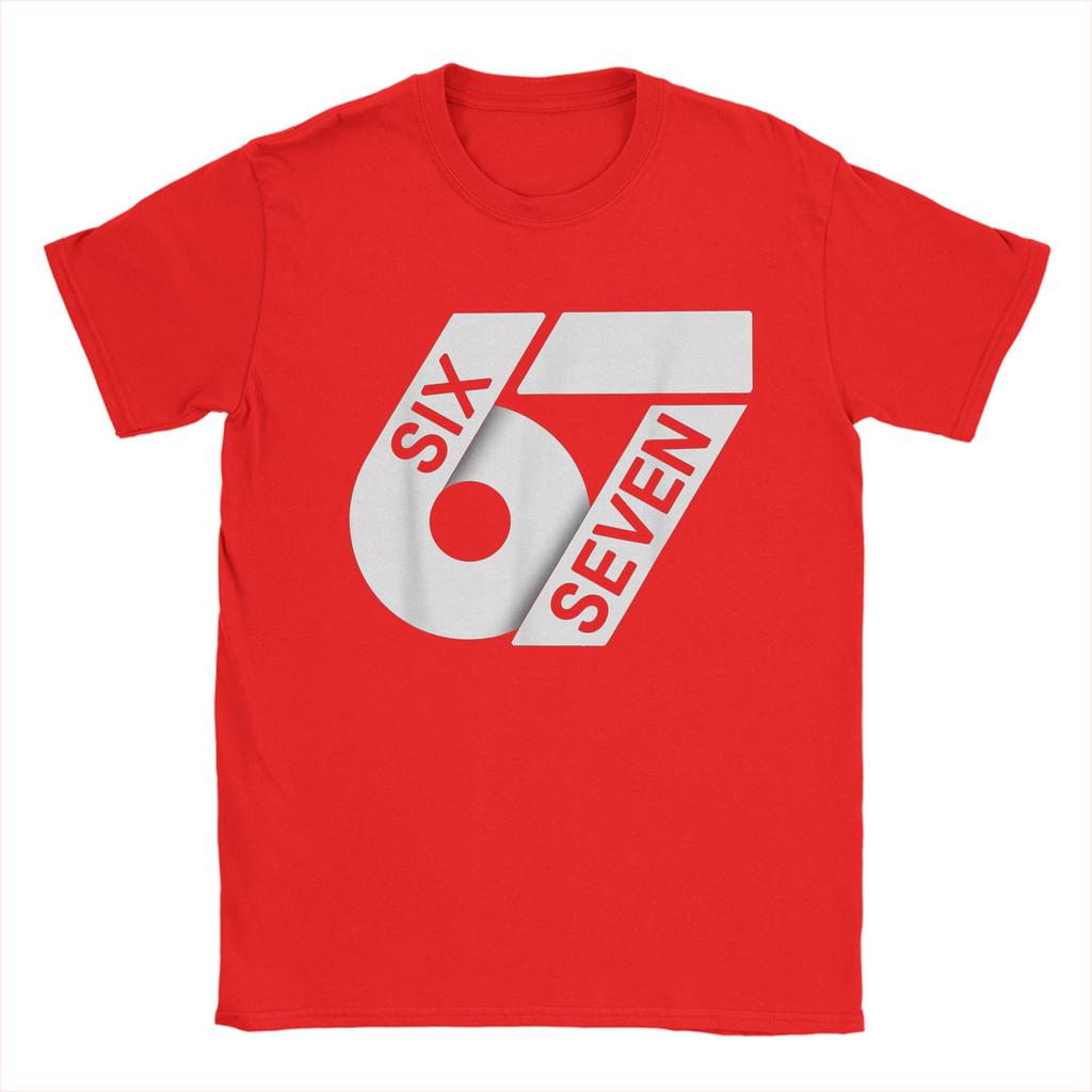 Six Seven 6 7 Meme T-Shirts Men Gen-Alpha Slang Vintage Pure Cotton Tees O Neck Short Sleeve T Shirts Big Size Clothes