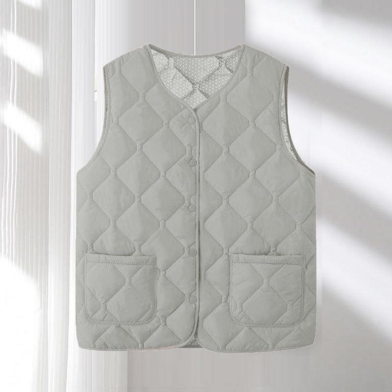 Crew neck quilted warm windproof vest down cotton vest cotton top warm jacket new autumn and winter