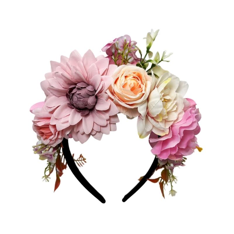 Faixa de Cabelo Floral de Tecido Para Meninas e Mulheres Ornamento de Cabelo Elegante com Flores de Tecido Realistas Perfeito Para Uso Diário, Eventos, Sessões de Fotos
