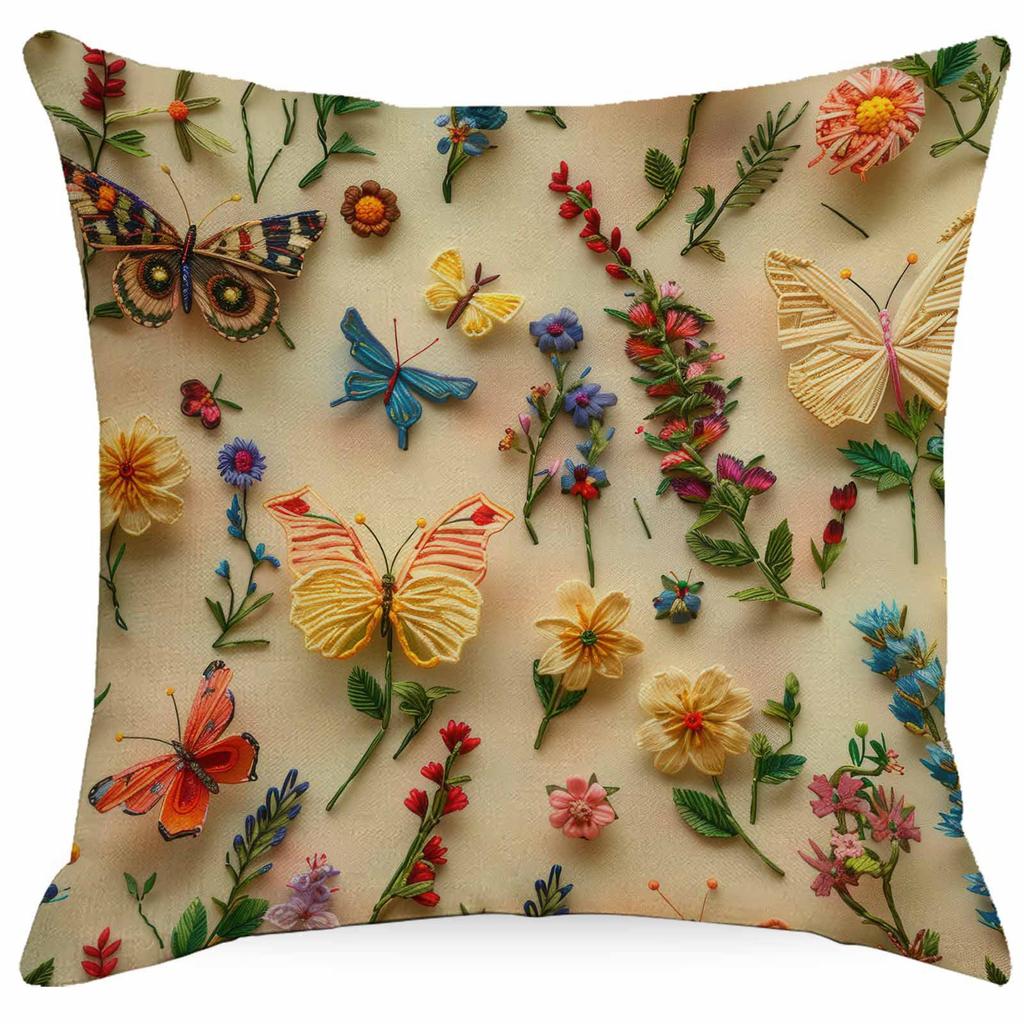 New 3D Imitation Embroidered Floral Pillowcase Digital Printed Home Decoration Pillow Sofa Cushion Cover