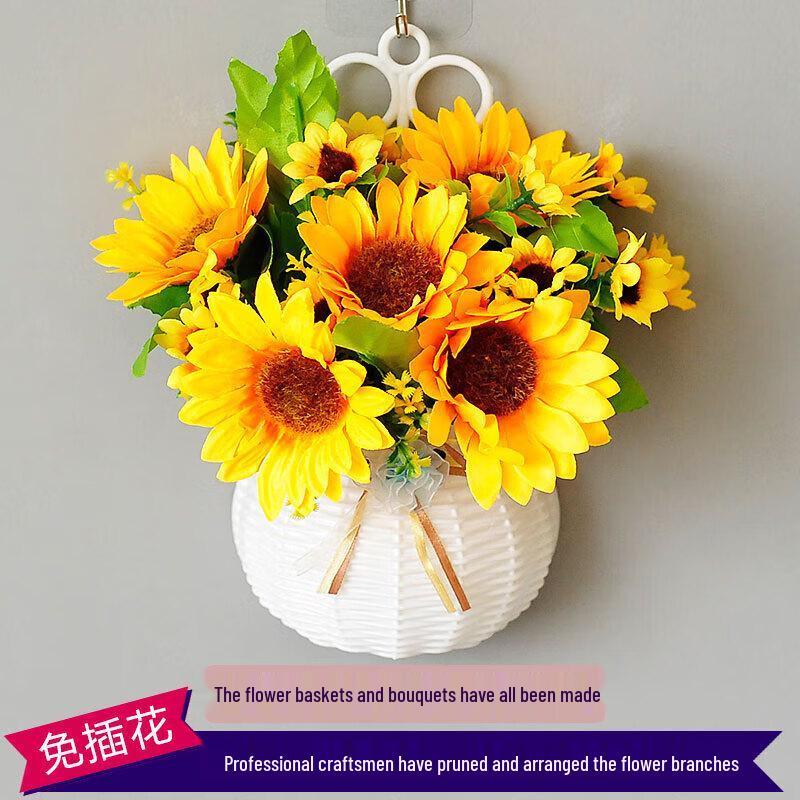 Wall-Mounted Artificial Gerbera Daisy Flower Basket