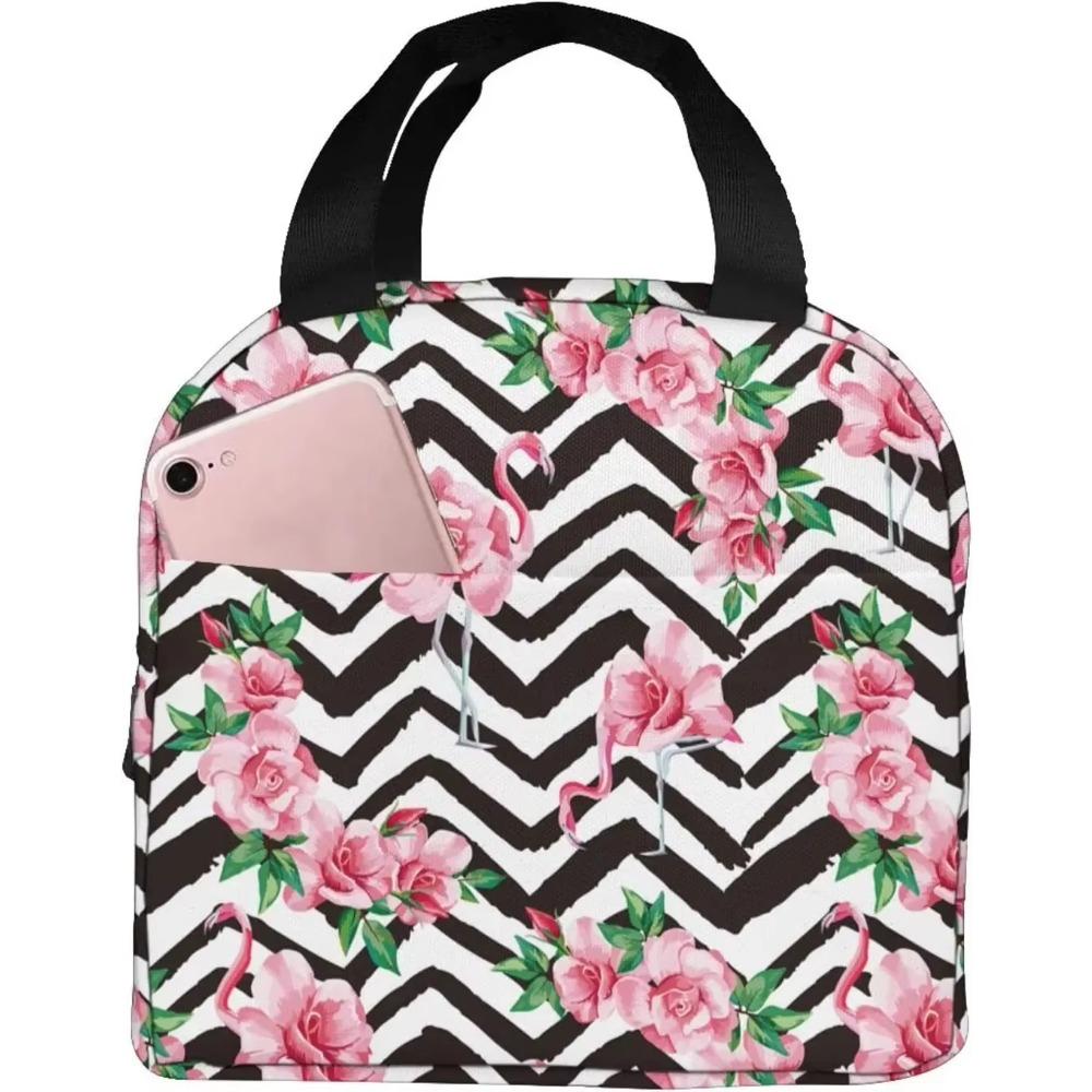 

Бостонский терьер и цветы сумка для ланча портативная изолированная термосумка для ланча многоразовая сумка-холодильник для мужчин и женщин кемпинг 22x20x13CM коричневый