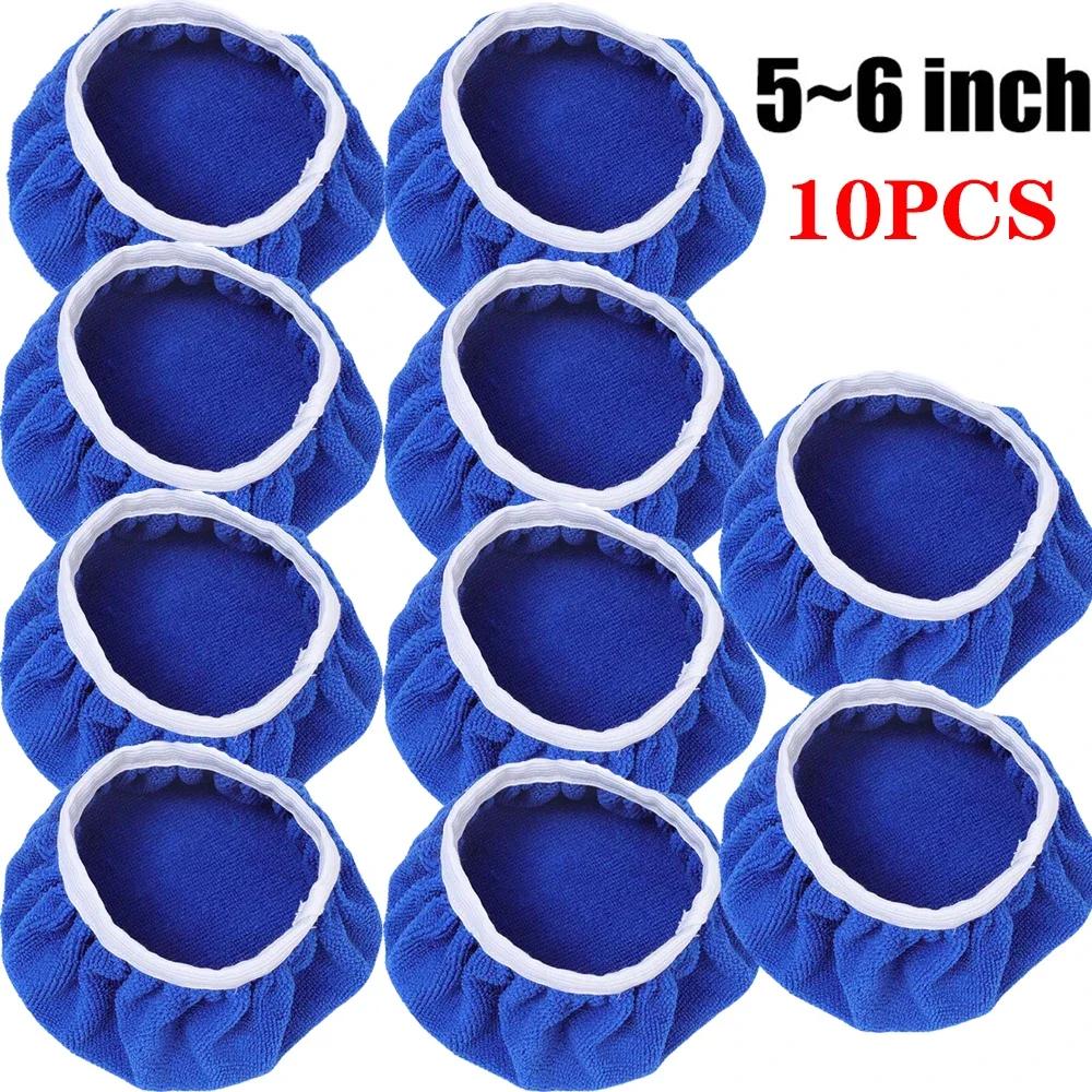5-10inches Car Microfiber Polisher Pad Wash Buffer Waxing Sleeve Bonnet Polishing Hood for House Auto Cleaning Accessories 10PCS