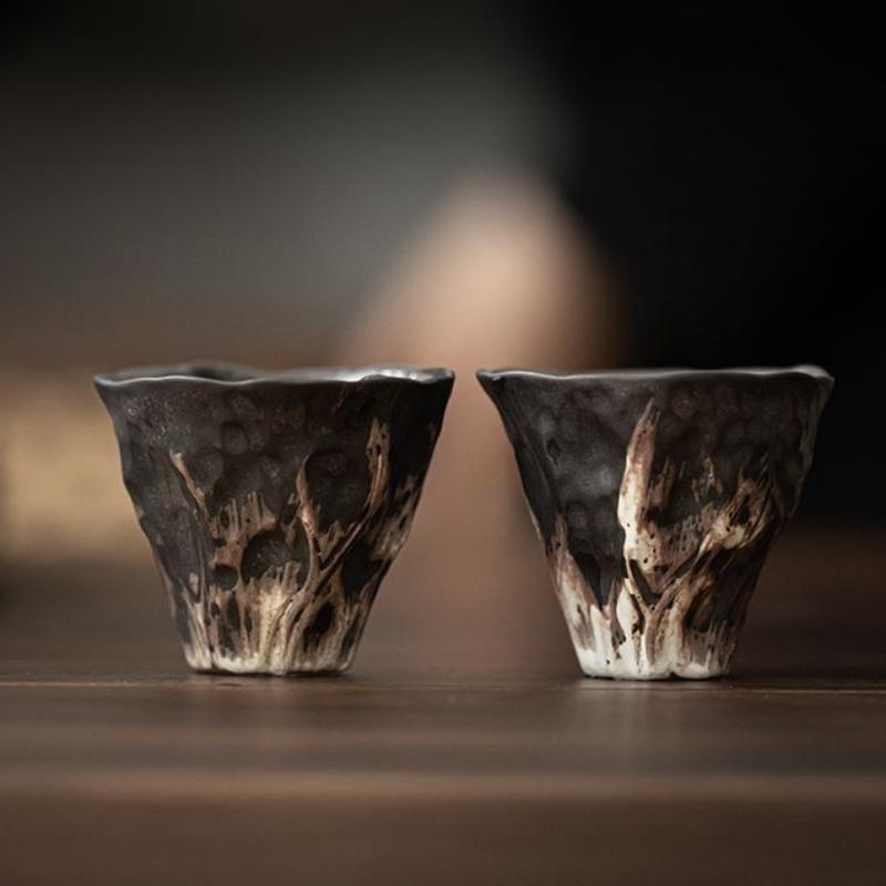 200ml ručně vyráběný embosovaný lotosový keramický čaj TureeWabi Sabi Style Krytá miska Čajovar z hrubé keramiky Gaiwan Kung Fu čajová sada dárek