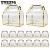 WTEMPO 12PCS Transparent Party Favor Gift Boxes with Handle DIY Folable Daily Presents Packaging Boxes Dolls/Flowers Display Boxes