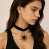 European and American babes black sun pendant necklace dark necklace goth halloween collarbone chain collar