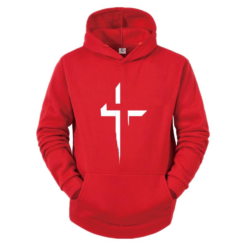 Faith Cross Print Men's Long Sleeved Fashionable Autumn/Winter Hoodie Pullover Design Casual Sportswear Street Outdoor Clothing
