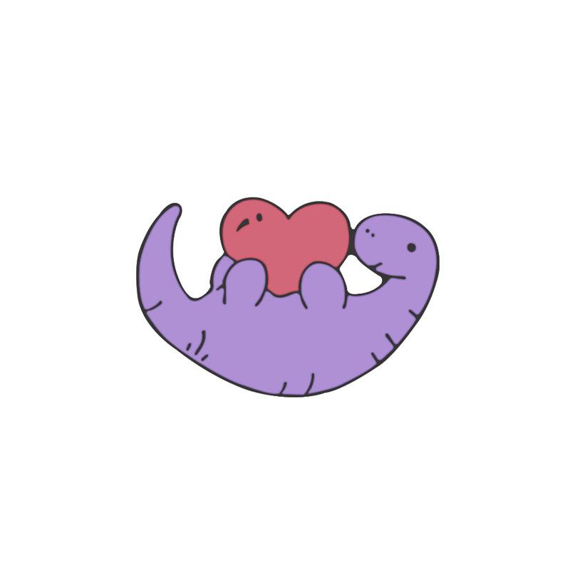 Creative Dinosaur Music Brooch: Cartoon Heart-Shaped Sleeping Design for Student Backpacks & Pendants