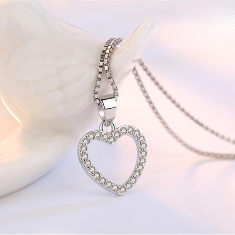 925 Sterling Silver Pentagram Heart Pendant Triangle Square Round Quadrangle Pendant Necklace
