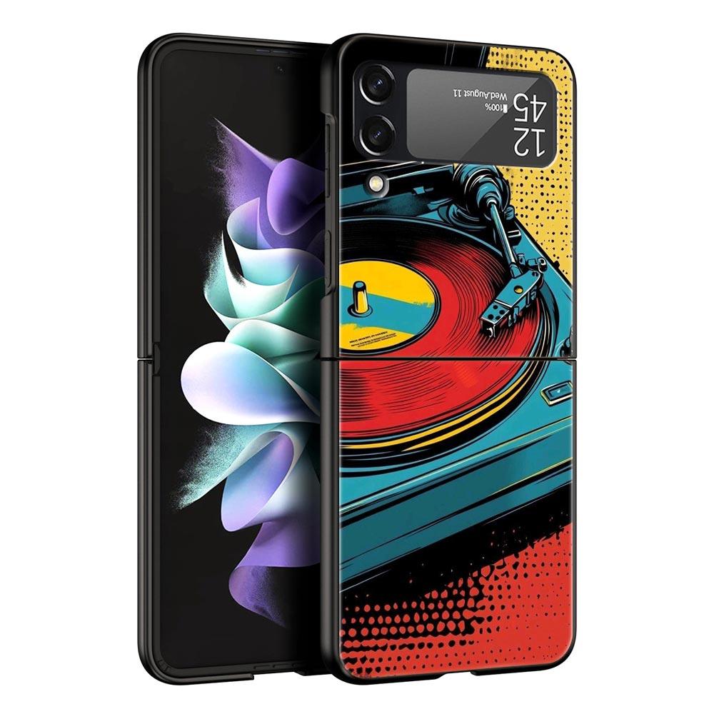

Retro Recording Device Hard PC Phone Case For Samsung Galaxy Z Flip 7 6 5 4 Black Cover For Galaxy Z Flip 3 Foldable Shell Capas Z Flip 4