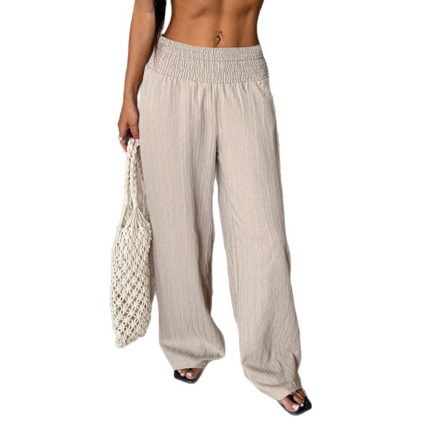 Holiday Style High Waist Wide Leg Elastic Pants