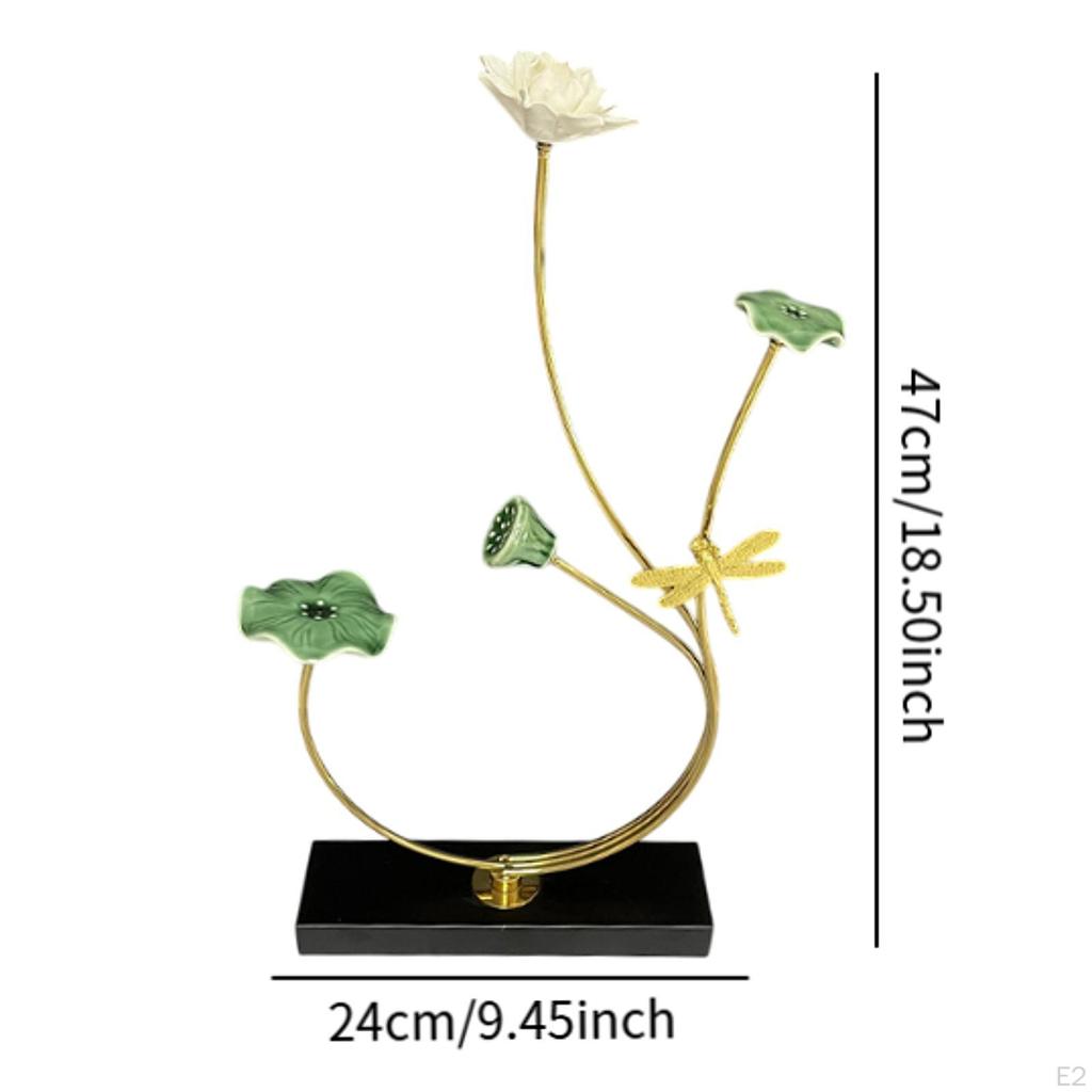 Flower Sculpture Lotus Statue Artwork Lifelike Birthday Gift Ornament Ceramic Figurine for Fireplace