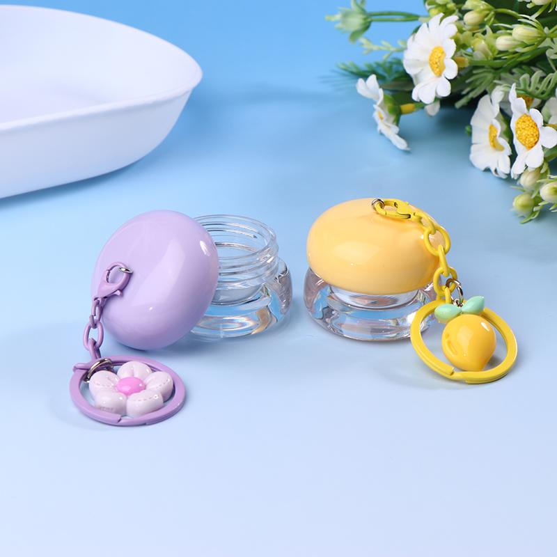 1Pcs Lip Balm Containers Lipstick Makeup Container 5g Mini Empty Plastic Lip Mask Jars With Keychain Pendant Lip Balm Cans Cream