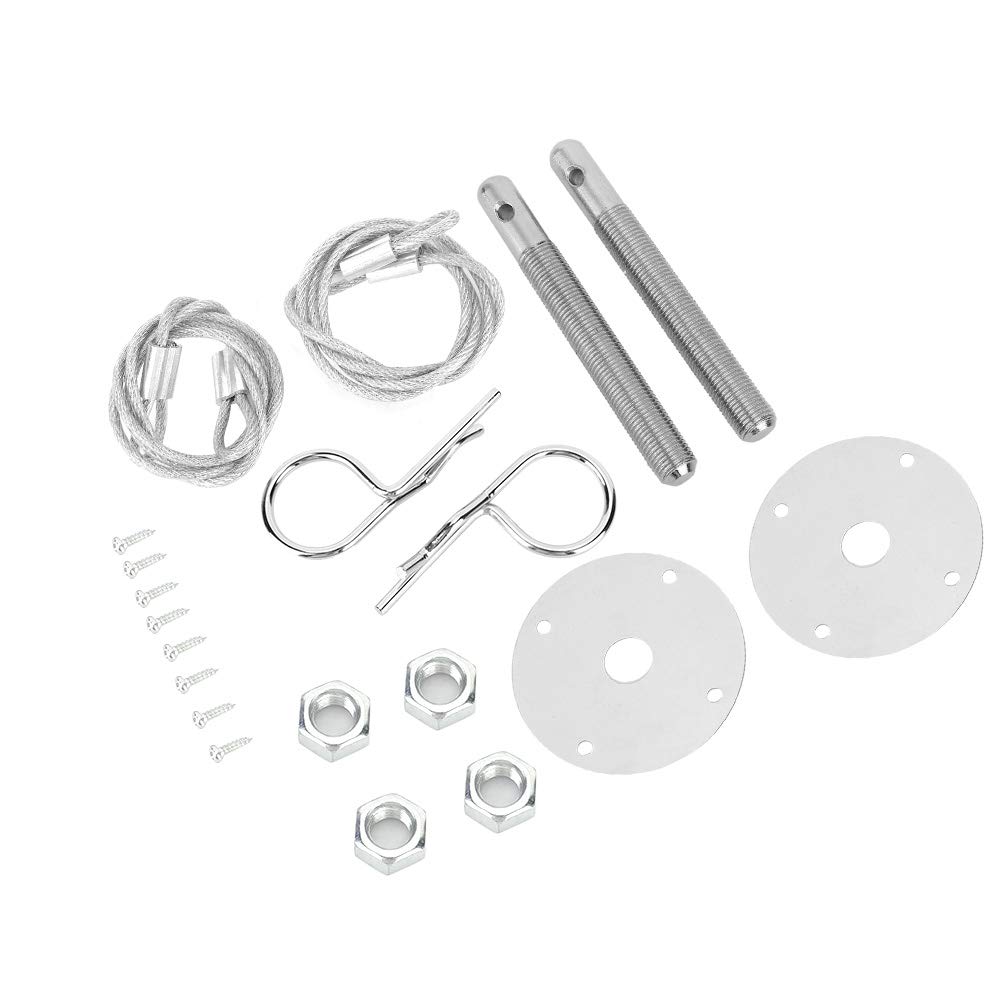 Bonnet Pin Plate Lock, Stainless Steel Engine Hood Pin Plate Bonnet Lock Clip Kit