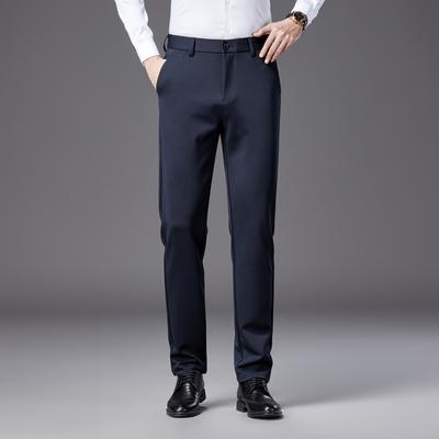 Herren Frühlings Business Slim-Fit Freizeithose: Einfarbige, Stretch-Straight-Leg-Hosen in Übergröße für junge und mittelalte Männer