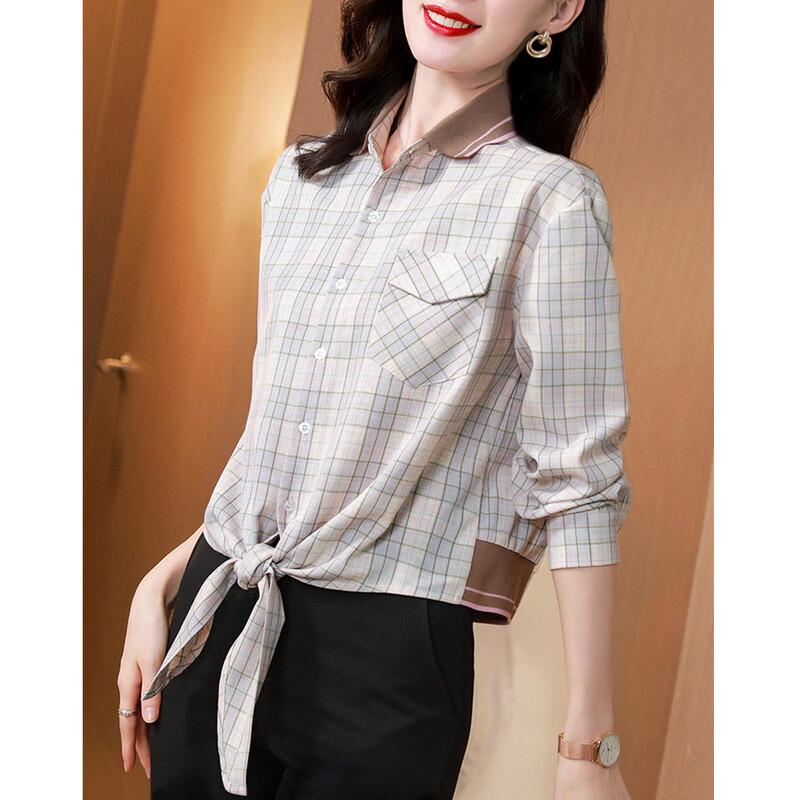 Srcr Women s Plaid Tie-Waist Shirt XL
