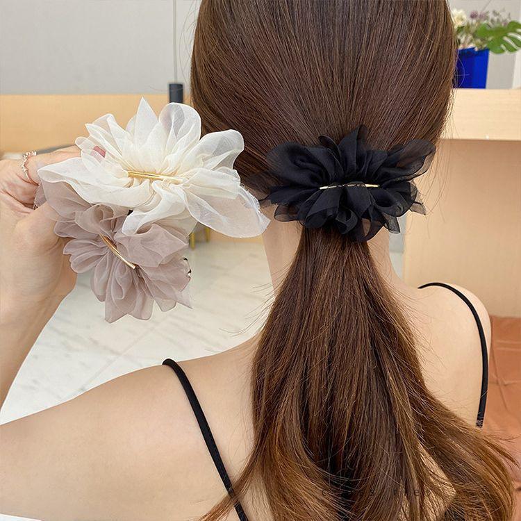Chiffon Flower Hairpin – Elegant Summer Ponytail Clip for Women