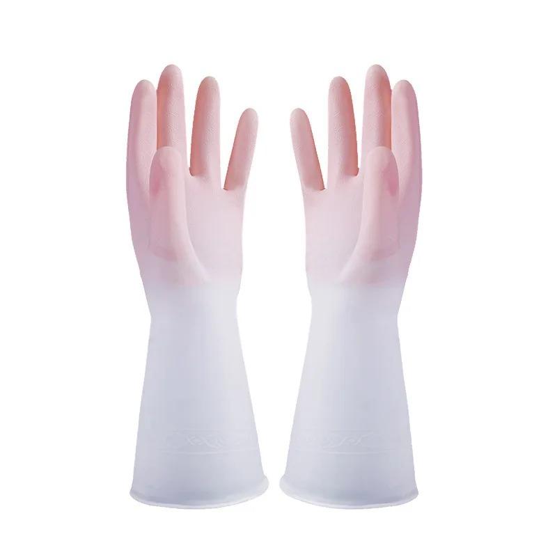 Household Dishwashing Gloves Women Washing Clothes Waterproof Rubber Gloves Thin Household Brush Bowl Latex Gloves