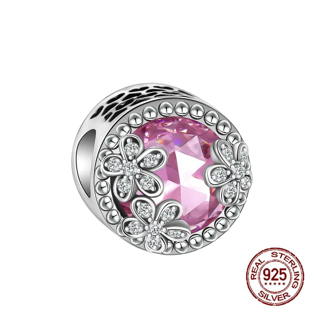 S925 Silver Butterfly Sparkling Flower Iris Tulip Lavender Sunflower Beads Fit Original  Bracelet DIY Bead Women Jewelry