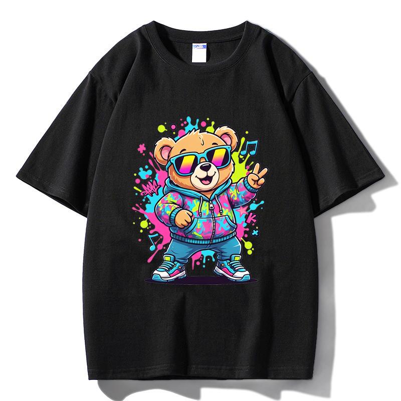 

M26 MINISO 2026 Summer Men Women Print Oversized T-shirt Casual Cotton Tee XS чёрный