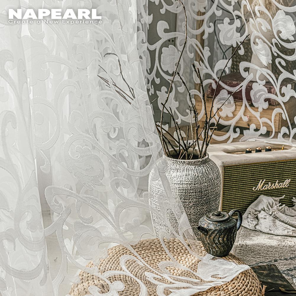 1 PC NAPEARL Tenda jacquard per finestra camera da letto Tenda in tulle morbida tenda trasparente per la decorazione domestica