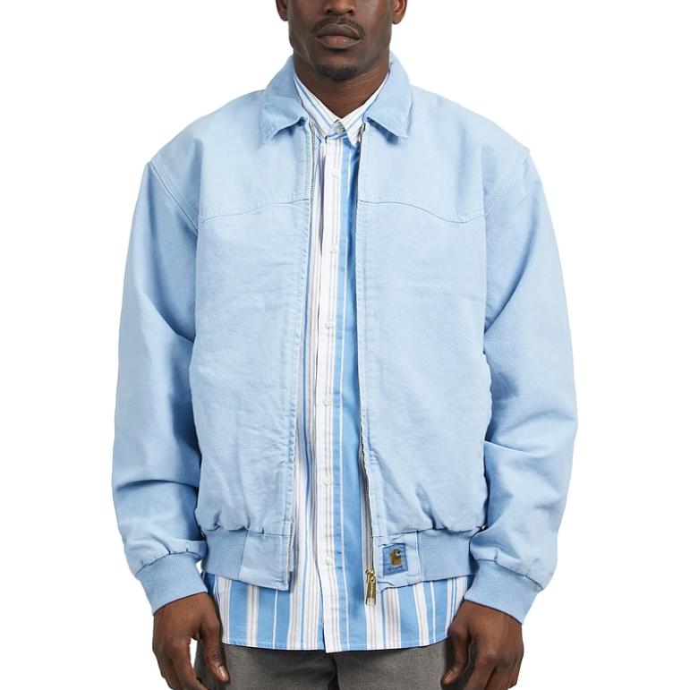Carhartt WIP OG Santa Fe Jacket Classic Solid Color Lapel Zipper Unisex Jacket Blue i030288-1hf-fh