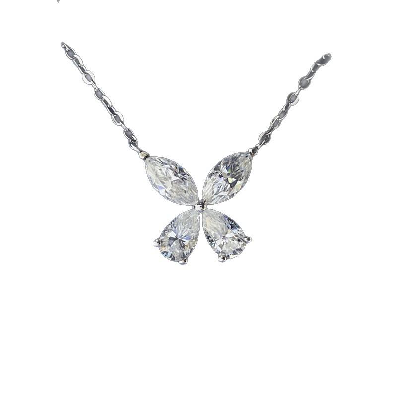 4 Carat D Color Moissanite Four-Leaf Clover Pendant Necklace for Women - Versatile Jewelry for Evening Gown or Wedding Dress