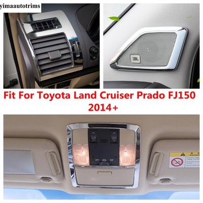 Chrome Pillar A Speaker / Read Light / Dashboard Air Vent Cover Trim Accessories For Toyota Land Cruiser Prado FJ150 2014 -